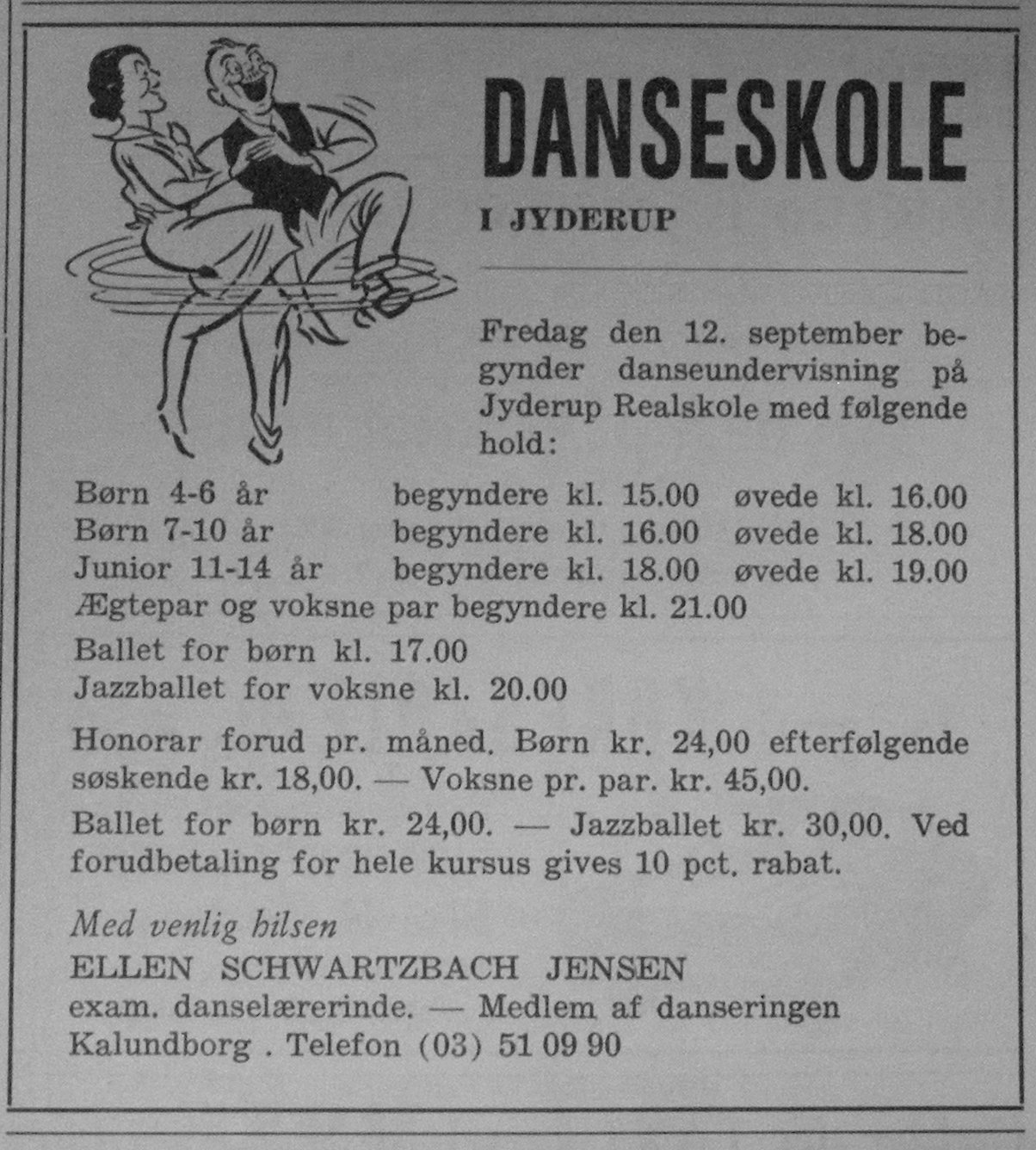 Annonce for aktivitet for Jyderup Realskole 1969